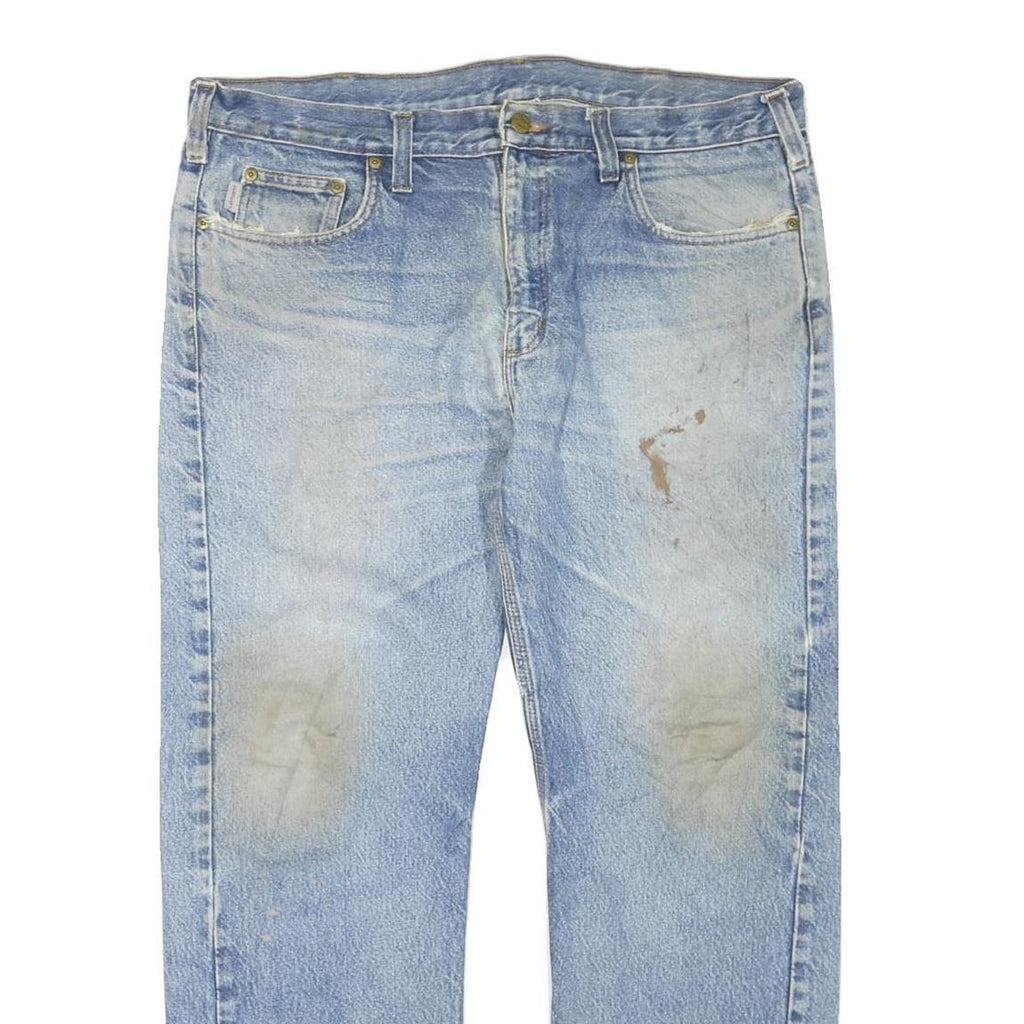 CARHARTT Mens Regular Fit Blue Denim Jeans W38 L30 Casual Workwear Zip Closure