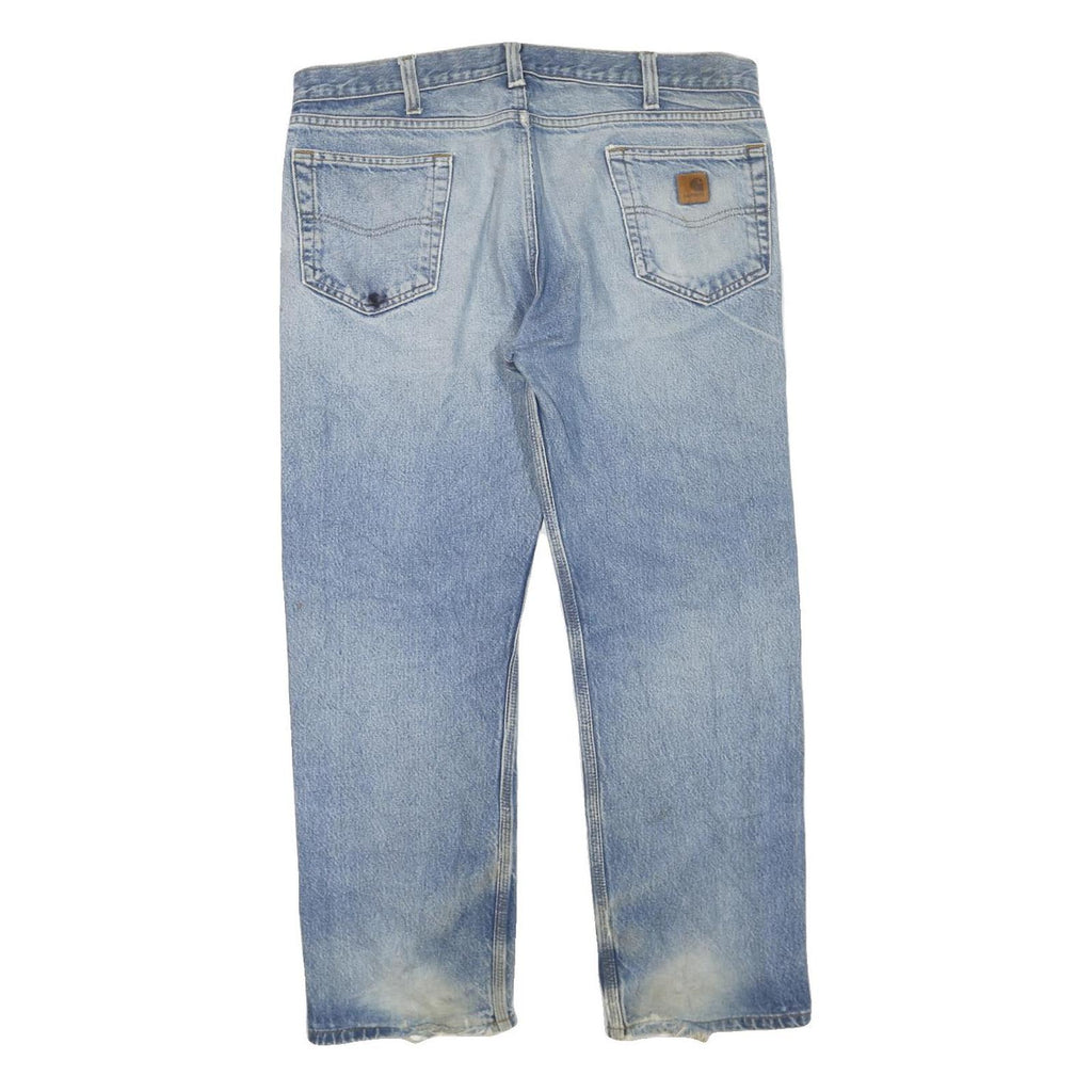 CARHARTT Mens Regular Fit Blue Denim Jeans W38 L30 Casual Workwear Zip Closure