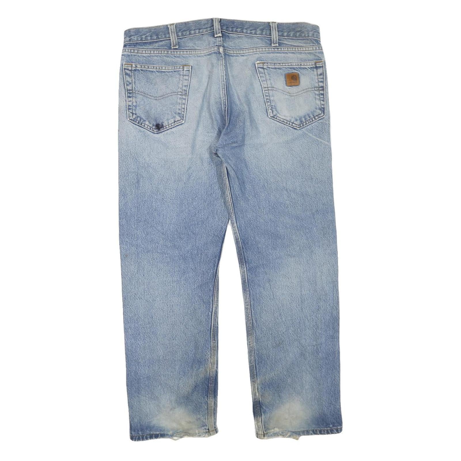 CARHARTT Mens Regular Fit Blue Denim Jeans W38 L30 Casual Workwear Zip Closure