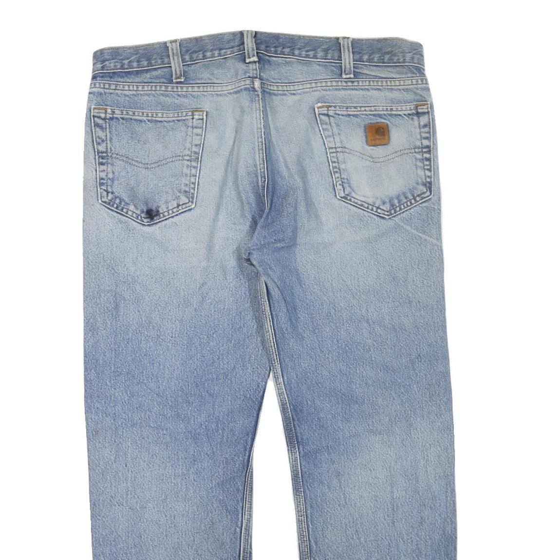 CARHARTT Mens Regular Fit Blue Denim Jeans W38 L30 Casual Workwear Zip Closure