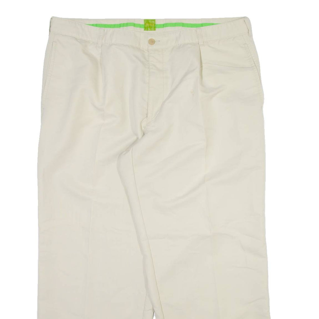 BOSS Mens Trousers Cream Regular Straight Viscose W38 L28