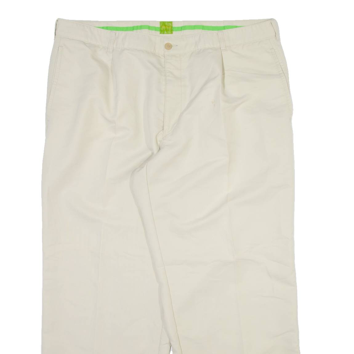 BOSS Mens Trousers Cream Regular Straight Viscose W38 L28