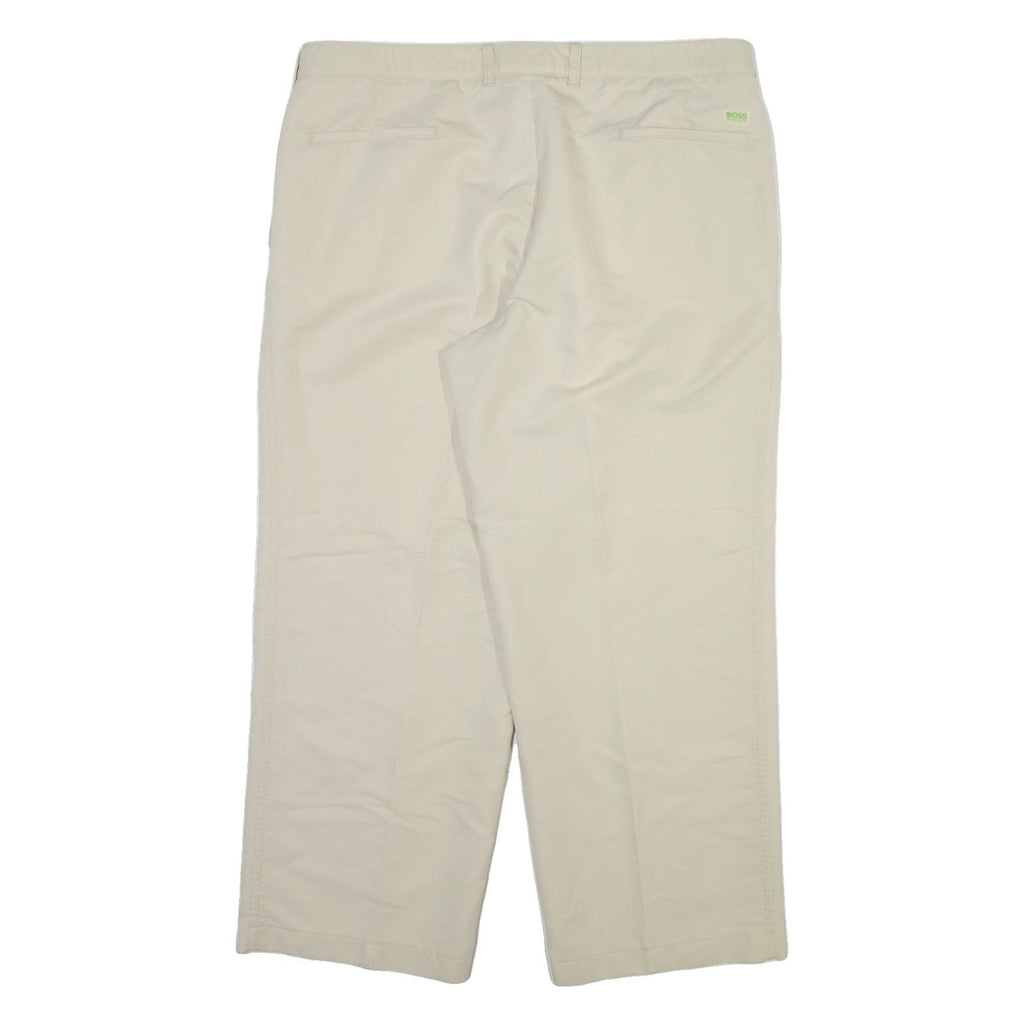 BOSS Mens Trousers Cream Regular Straight Viscose W38 L28