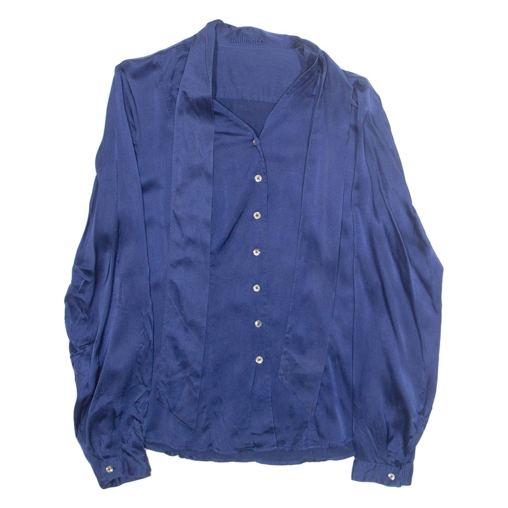 WALLMANN Womens Blouse Blue Collared Long Sleeve M