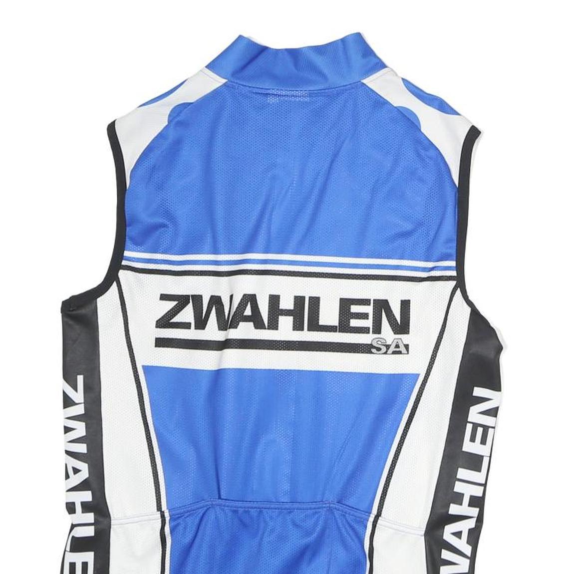 TZAMO Mens Blue Polyester Sleeveless Zip Front Cycling T-Shirt M Sport Vest