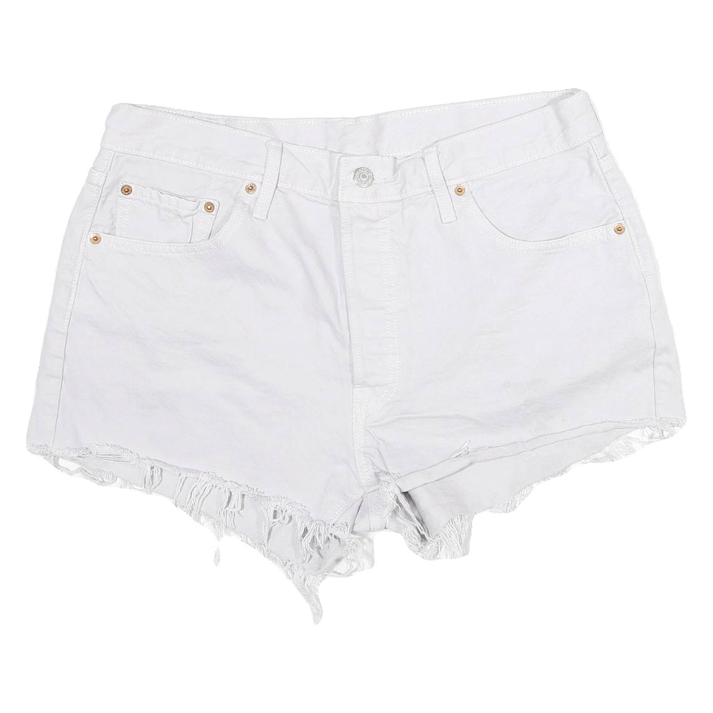 LEVI'S Womens White Cotton Blend Casual Shorts XL W32 Frayed Hem Denim Style