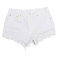 LEVI'S Womens White Cotton Blend Casual Shorts XL W32 Frayed Hem Denim Style