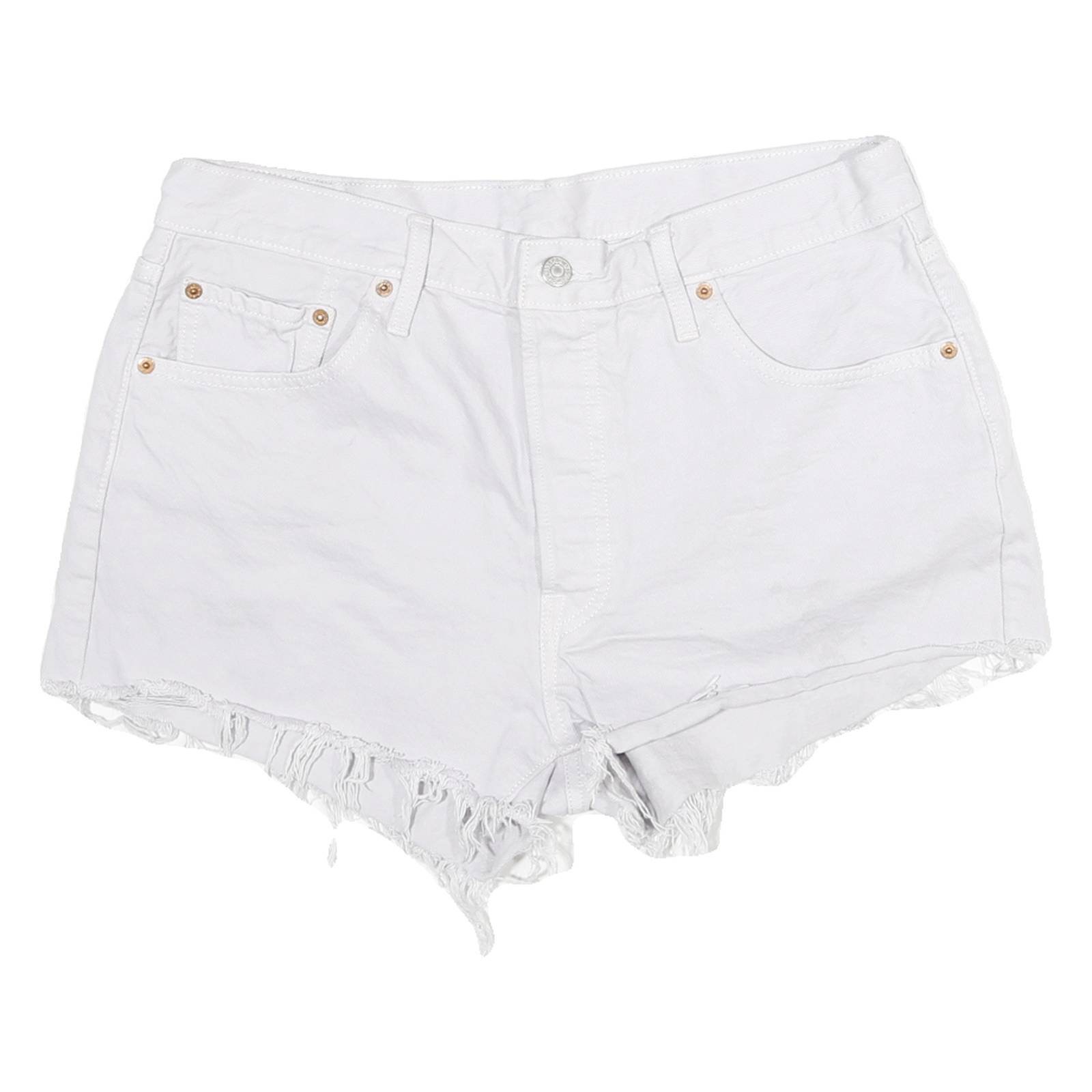 LEVI'S Womens White Cotton Blend Casual Shorts XL W32 Frayed Hem Denim Style