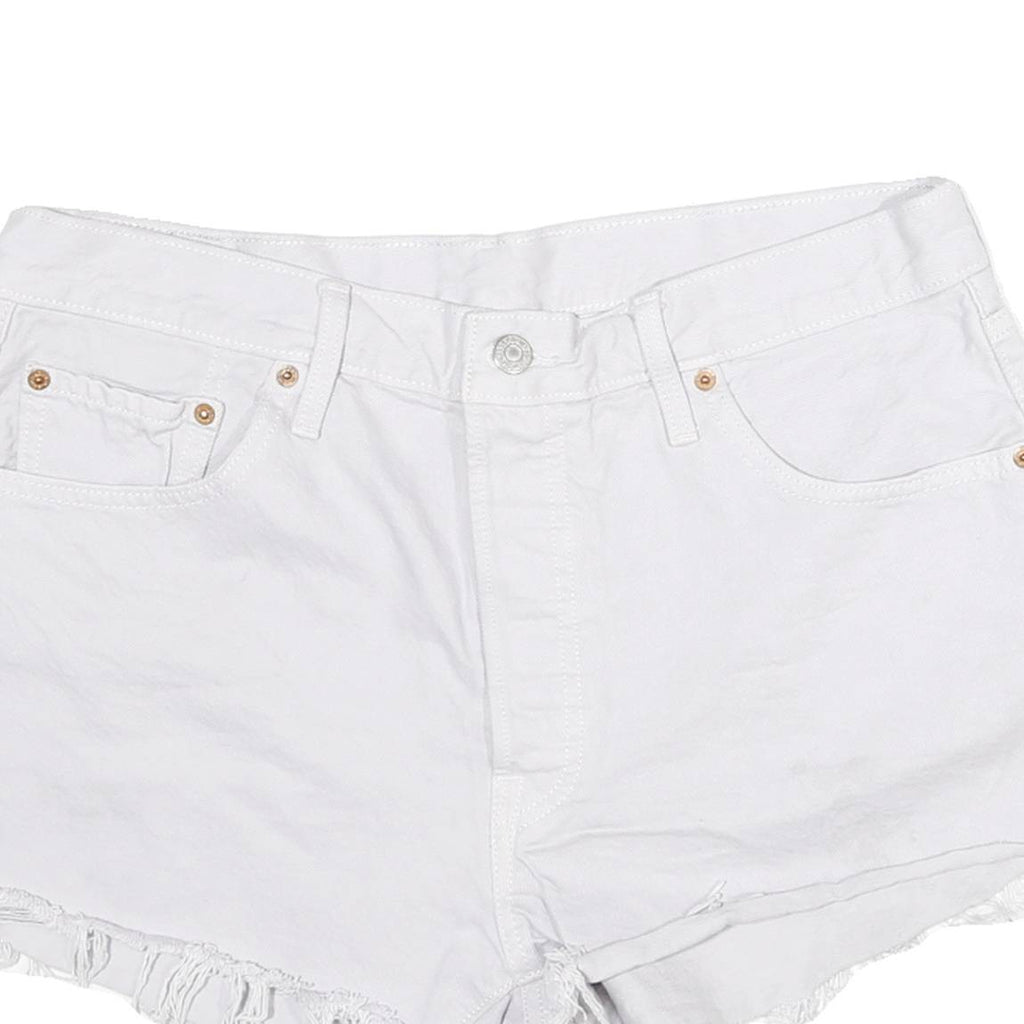 LEVI'S Womens White Cotton Blend Casual Shorts XL W32 Frayed Hem Denim Style