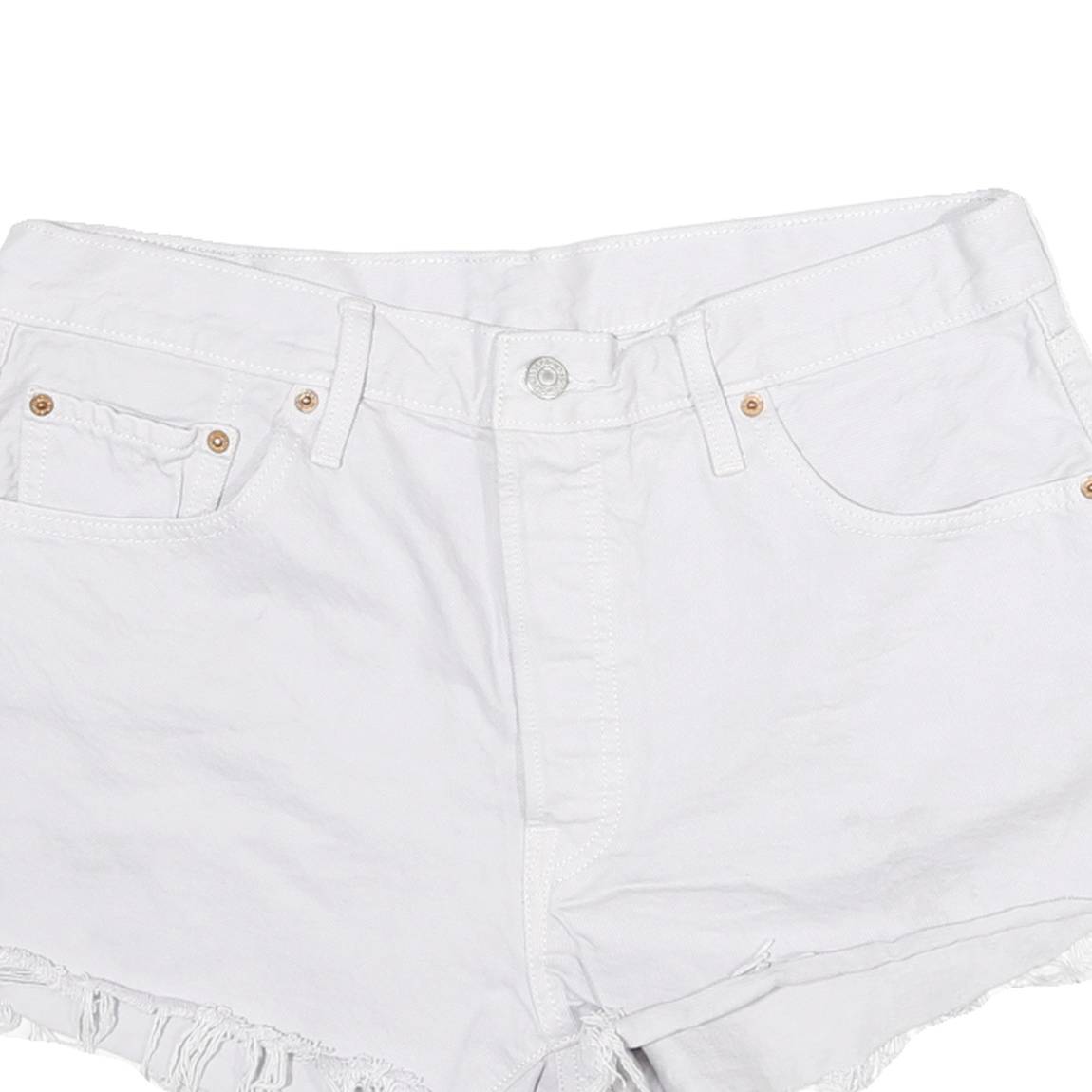 LEVI'S Womens White Cotton Blend Casual Shorts XL W32 Frayed Hem Denim Style
