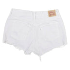 LEVI'S Womens White Cotton Blend Casual Shorts XL W32 Frayed Hem Denim Style
