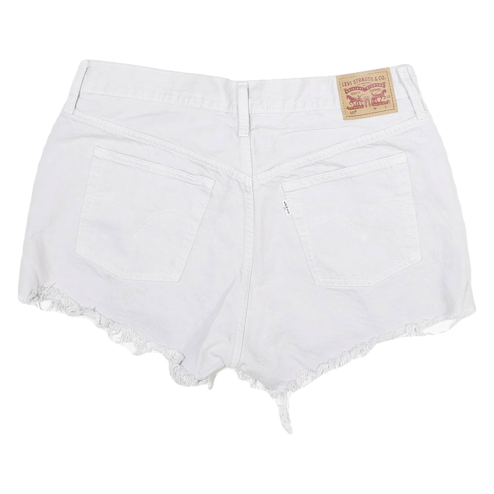 LEVI'S Womens White Cotton Blend Casual Shorts XL W32 Frayed Hem Denim Style