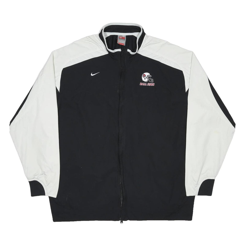 NIKE Mens Black & White Ball State Football Track Jacket XL Polyester Zip