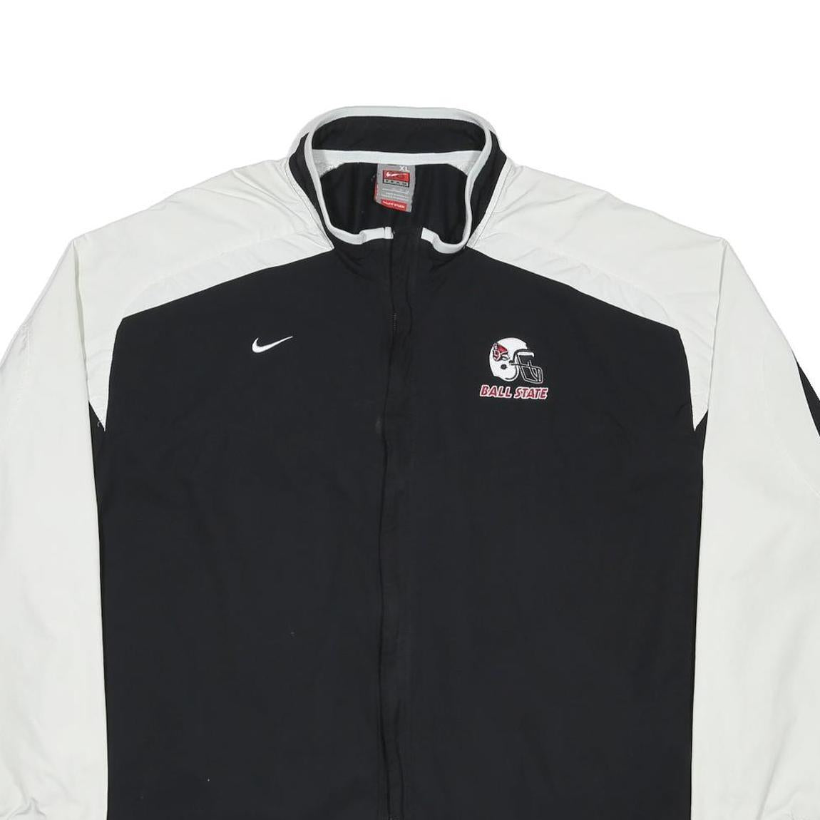 NIKE Mens Black & White Ball State Football Track Jacket XL Polyester Zip