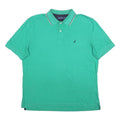 NAUTICA Mens Green Short Sleeve Plain XL Polo Shirt Cotton Blend Summer
