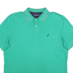 NAUTICA Mens Green Short Sleeve Plain XL Polo Shirt Cotton Blend Summer