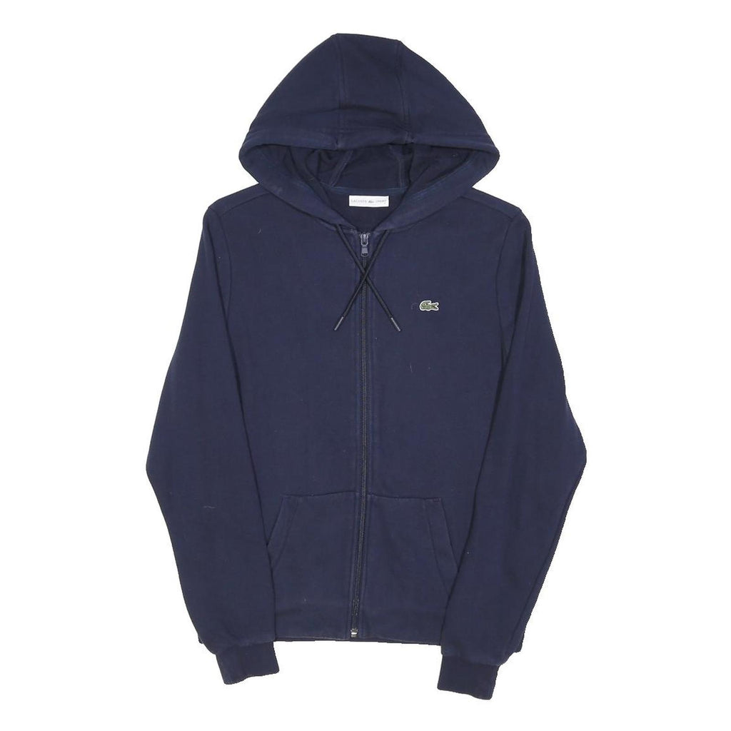 LACOSTE Mens Navy Full Zip Hoodie S Casual Lightweight Cotton Blend Sweatshirt