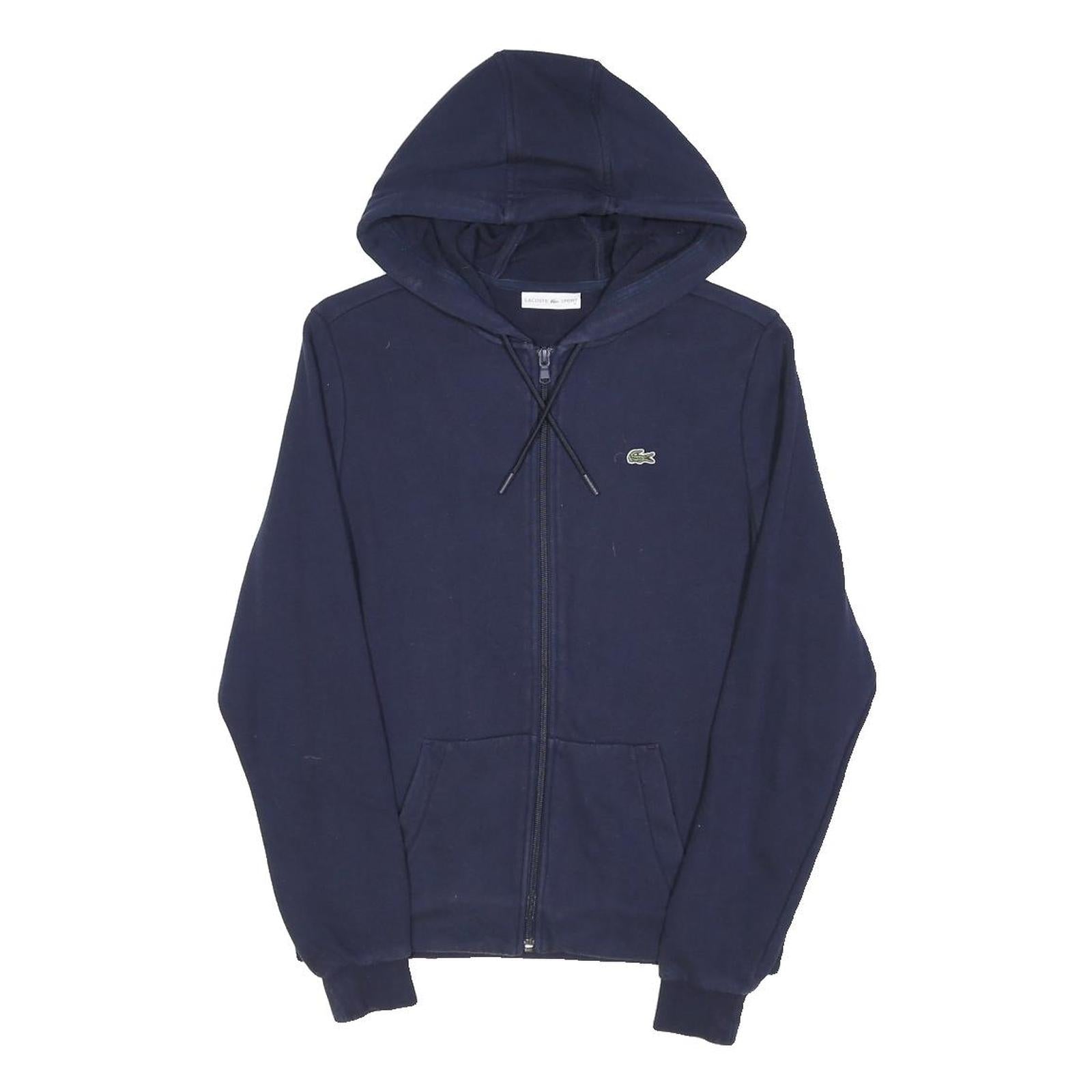 LACOSTE Mens Navy Full Zip Hoodie S Casual Lightweight Cotton Blend Sweatshirt