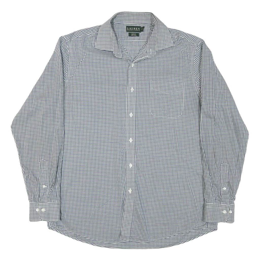 LAUREN RALPH LAUREN Womens Blue & White Check Shirt XL Classic Button-Down