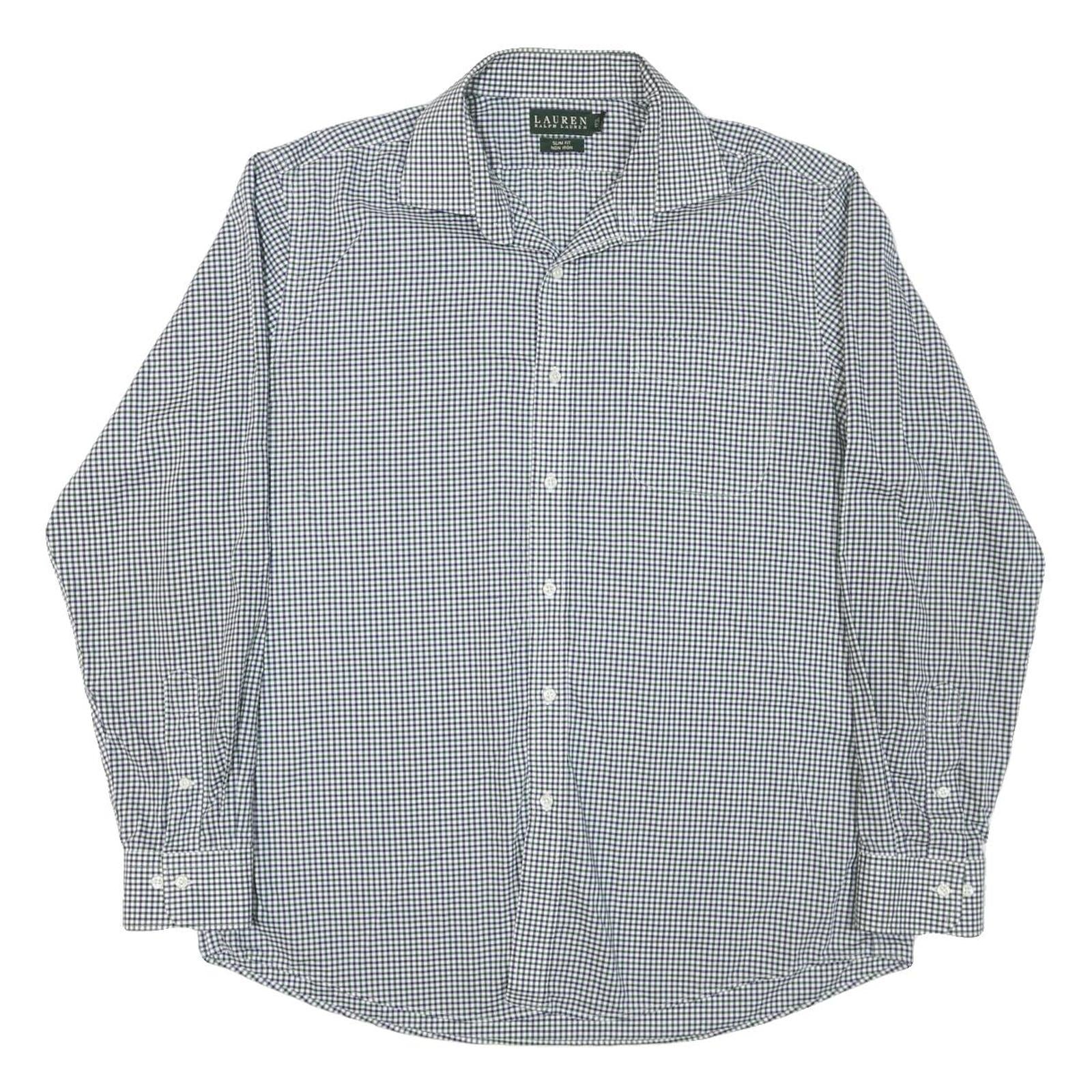 LAUREN RALPH LAUREN Womens Blue & White Check Shirt XL Classic Button-Down