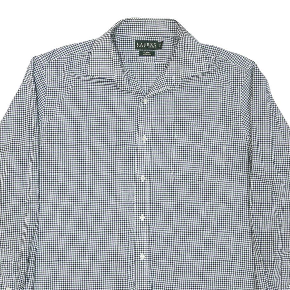 LAUREN RALPH LAUREN Womens Blue & White Check Shirt XL Classic Button-Down