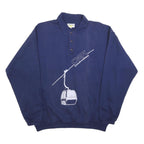 SWITCHER Mens Navy Blue Construction Logo Collared XL Cotton Blend Sweatshirt