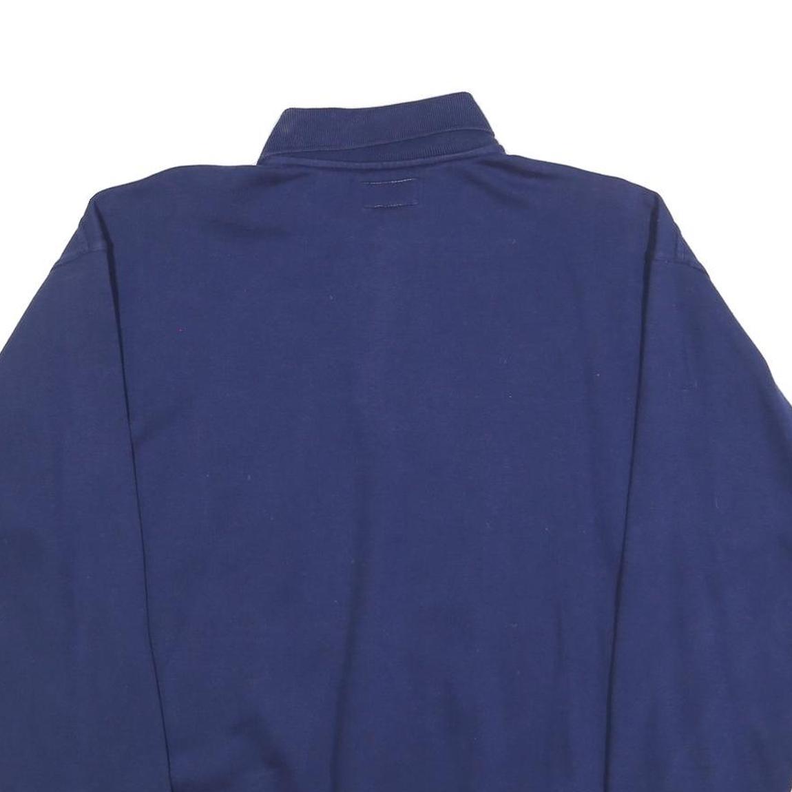 SWITCHER Mens Navy Blue Construction Logo Collared XL Cotton Blend Sweatshirt