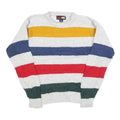 TODAYS NEWS Womens White Yellow & Blue Red & Green Patterned Jumper Crew Neck
