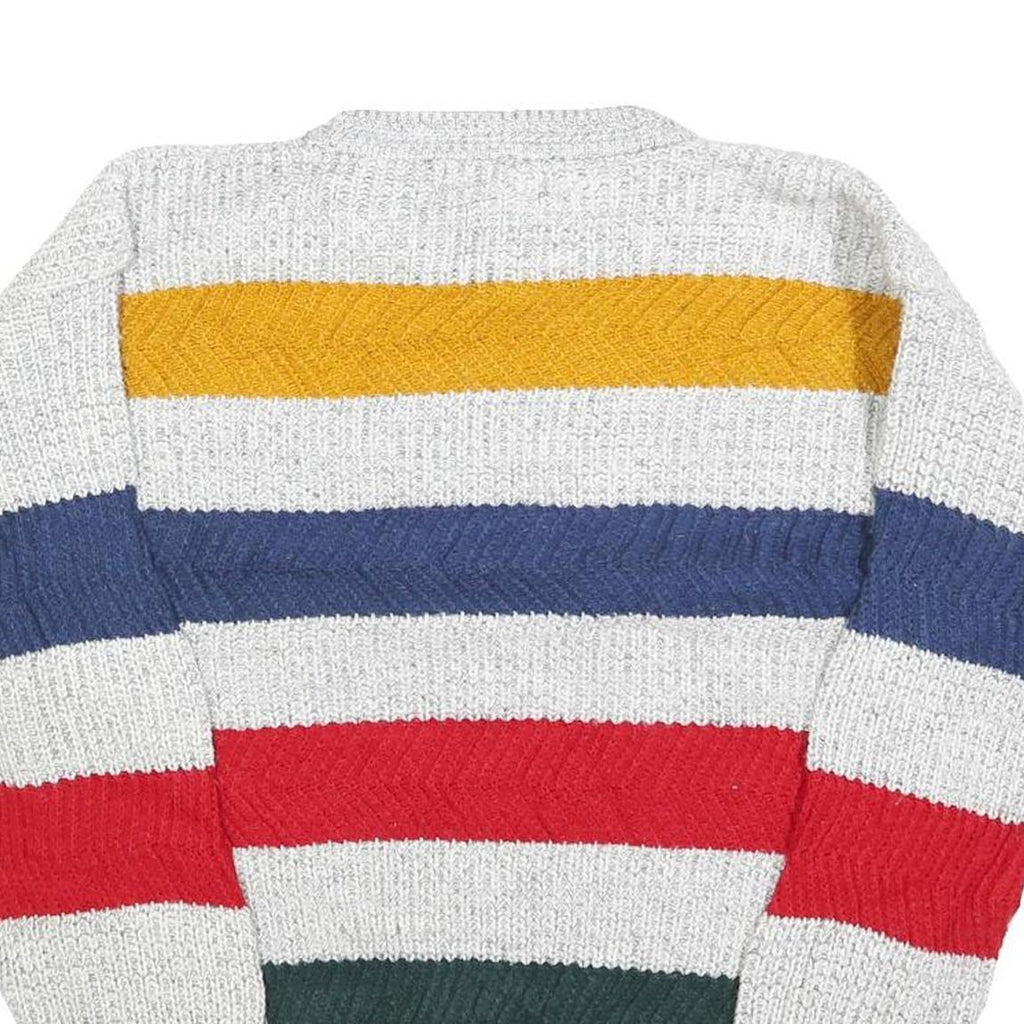 TODAYS NEWS Womens White Yellow & Blue Red & Green Patterned Jumper Crew Neck