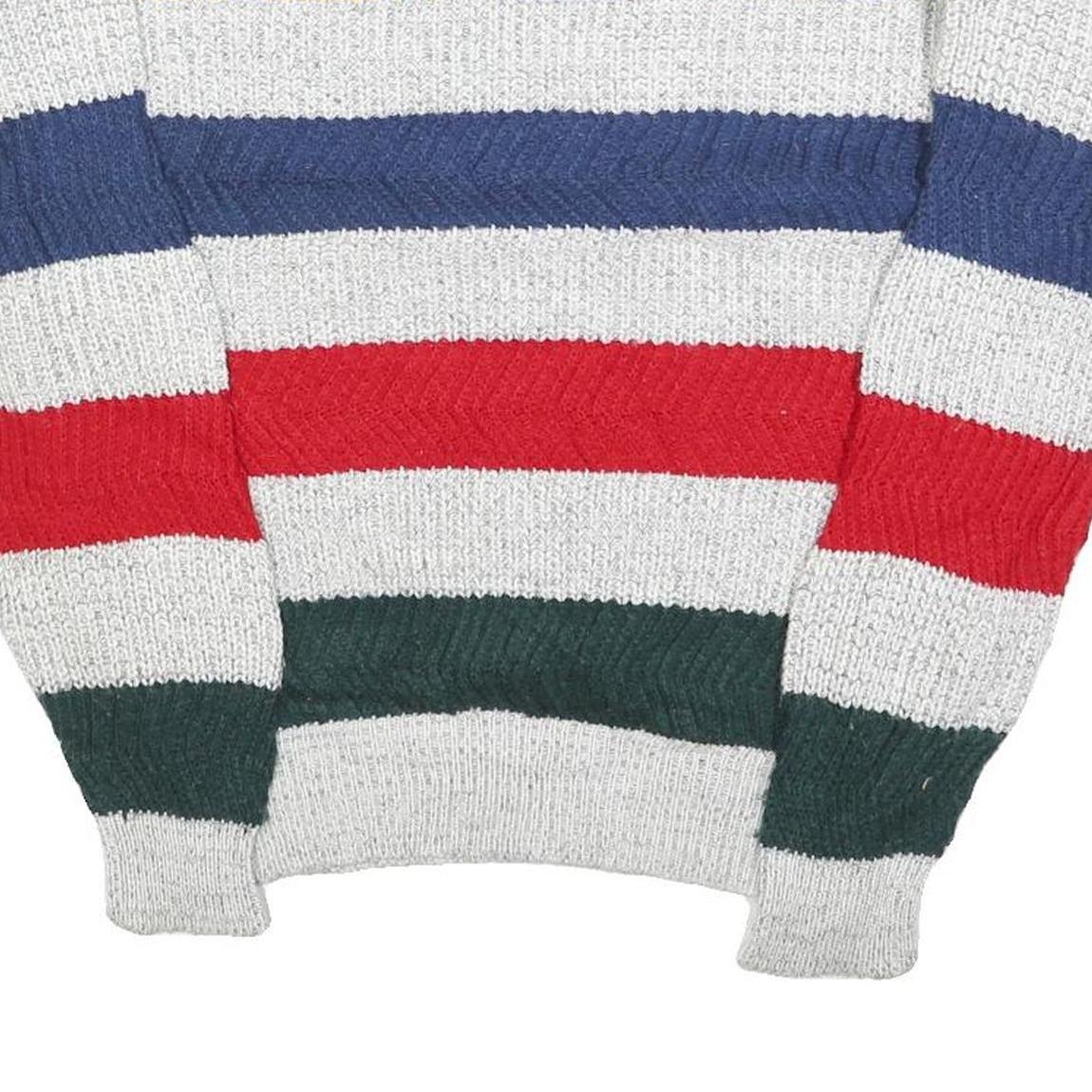 TODAYS NEWS Womens White Yellow & Blue Red & Green Patterned Jumper Crew Neck