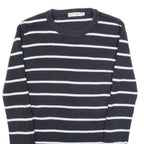 TOMMY HILFIGER Womens Patterned Jumper Blue Striped Tight Knit S