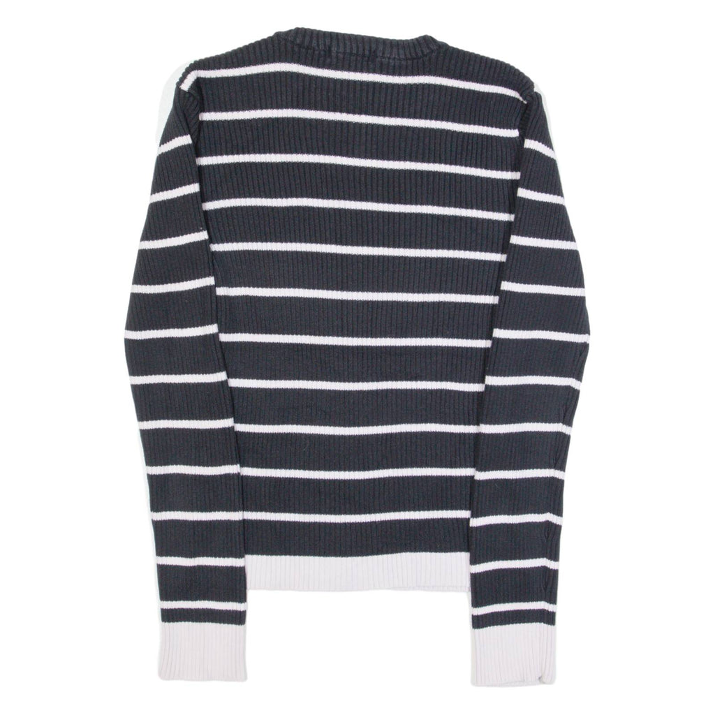 TOMMY HILFIGER Womens Patterned Jumper Blue Striped Tight Knit S