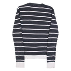 TOMMY HILFIGER Womens Patterned Jumper Blue Striped Tight Knit S