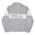 FILA Womens Grey & White Pullover Plain High Neck Basic Knit M Sportswear Jumper