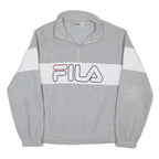 FILA Womens Grey & White Pullover Plain High Neck Basic Knit M Sportswear Jumper