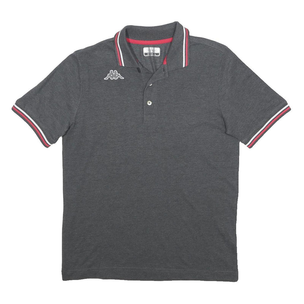 KAPPA Mens Grey Short Sleeve Polo Shirt S Cotton Logo Casual Athletic
