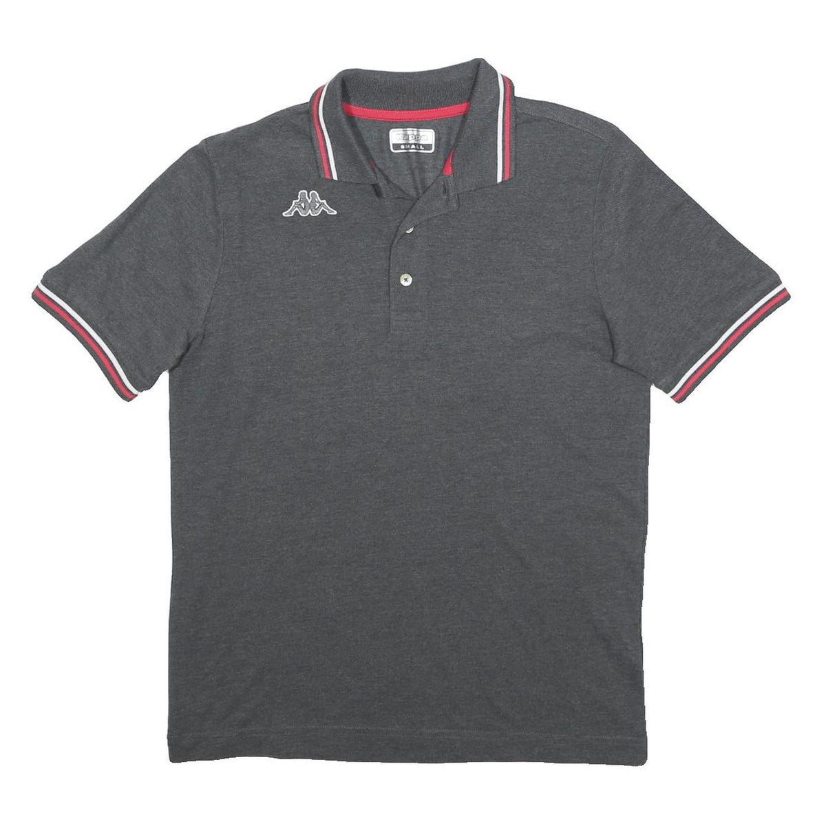 KAPPA Mens Grey Short Sleeve Polo Shirt S Cotton Logo Casual Athletic