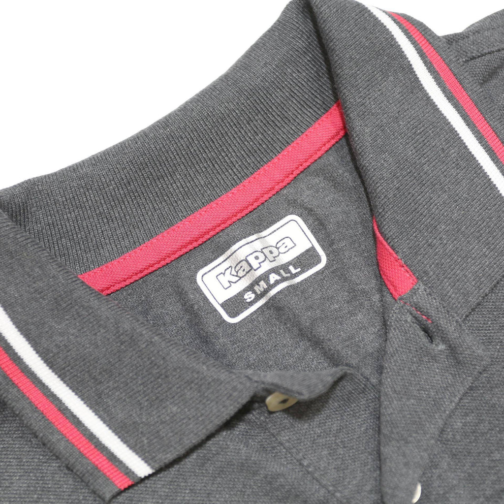 KAPPA Mens Grey Short Sleeve Polo Shirt S Cotton Logo Casual Athletic