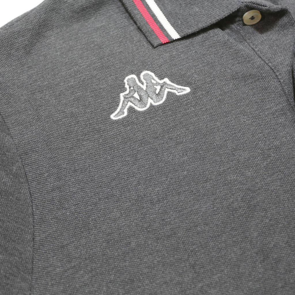 KAPPA Mens Grey Short Sleeve Polo Shirt S Cotton Logo Casual Athletic