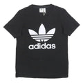 ADIDAS Womens Black Logo Graphic T-Shirt UK 6 Short Sleeve Crew Neck Cotton