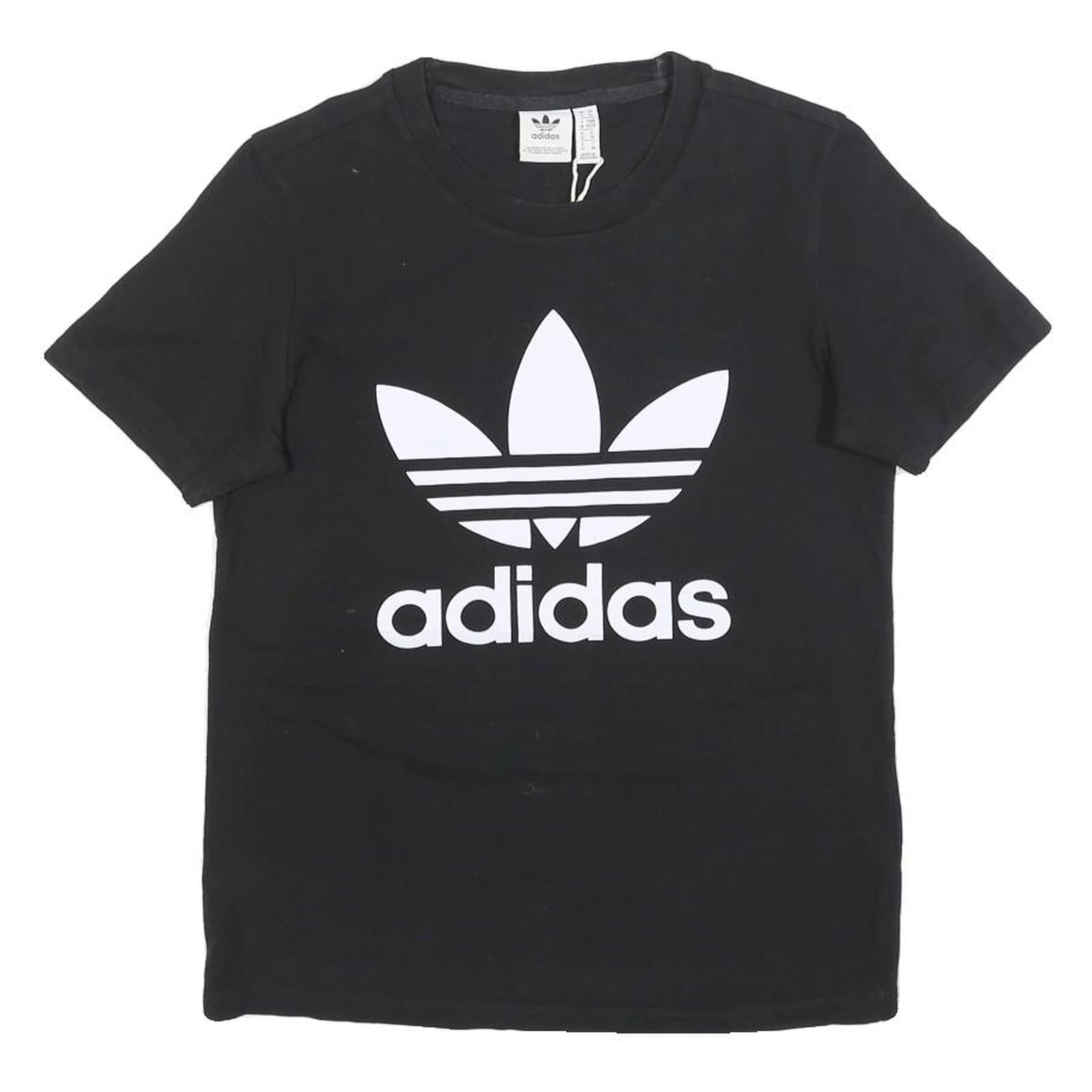 ADIDAS Womens Black Logo Graphic T-Shirt UK 6 Short Sleeve Crew Neck Cotton