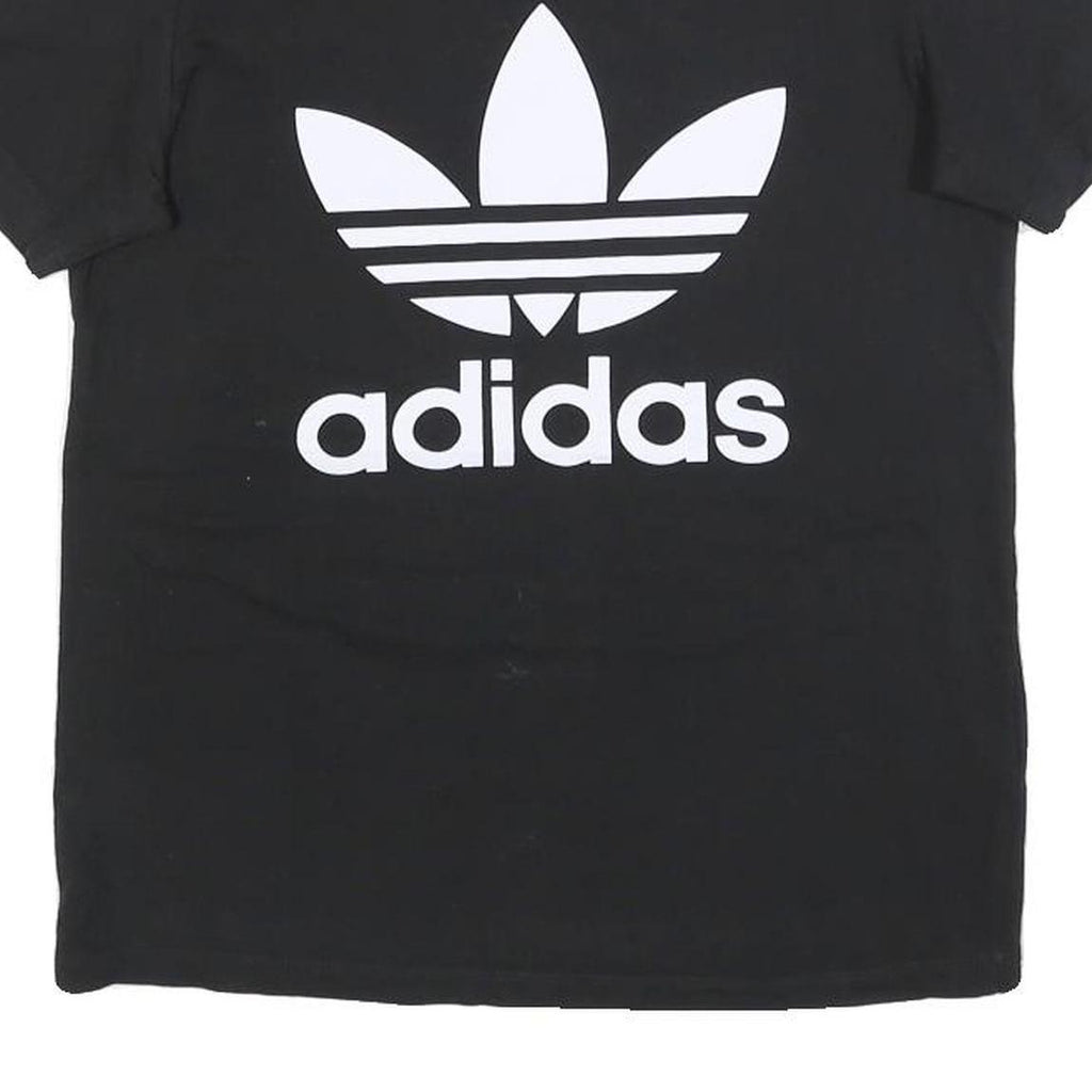 ADIDAS Womens Black Logo Graphic T-Shirt UK 6 Short Sleeve Crew Neck Cotton