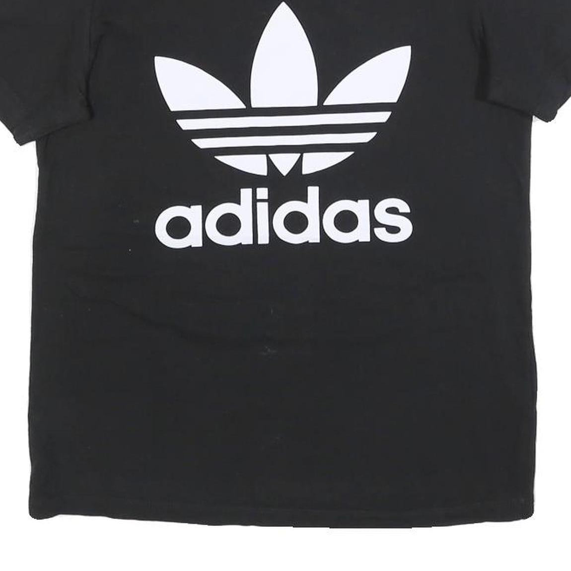 ADIDAS Womens Black Logo Graphic T-Shirt UK 6 Short Sleeve Crew Neck Cotton