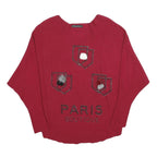 FASHION Womens Red Patterned Crew Neck Basic Knit M Paris Boutique Jumper