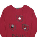 FASHION Womens Red Patterned Crew Neck Basic Knit M Paris Boutique Jumper
