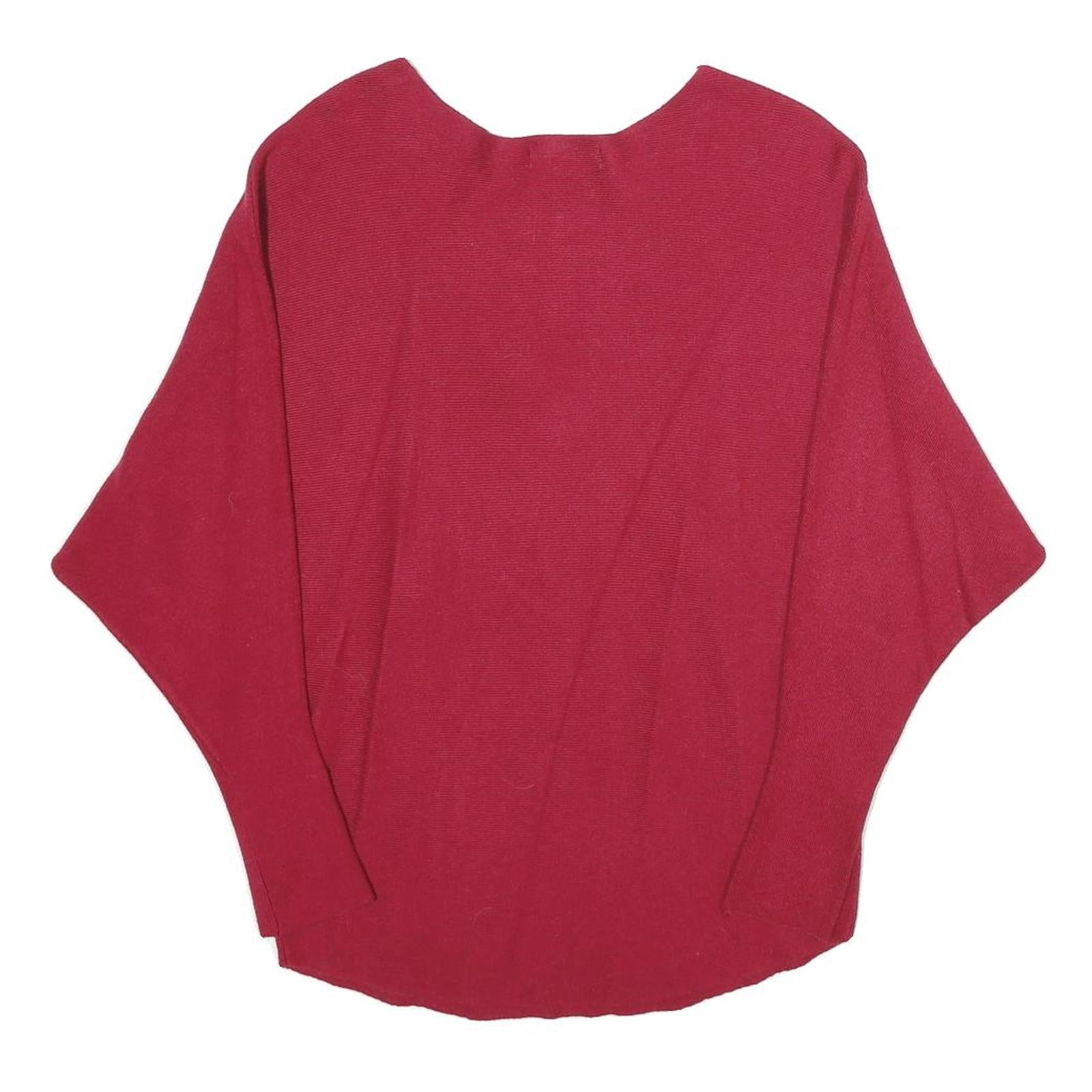 FASHION Womens Red Patterned Crew Neck Basic Knit M Paris Boutique Jumper