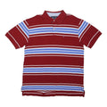 TOMMY HILFIGER Mens Red & Blue Striped Short Sleeve Polo Shirt XL Cotton Casual