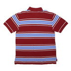TOMMY HILFIGER Mens Red & Blue Striped Short Sleeve Polo Shirt XL Cotton Casual