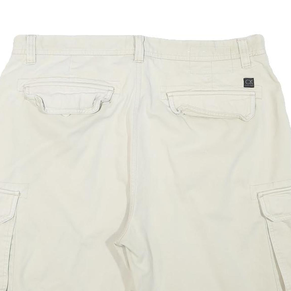 CALVIN KLEIN JEANS Mens Shorts Beige Cargo XL W34 Cotton Blend Casual Pocketed