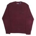 CHAPS Mens Maroon Plain Cotton Jumper Crew Neck Basic Knit L Comfort Classic